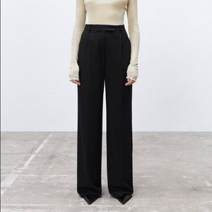 Zara Black Wide-Leg Tailored Trousers